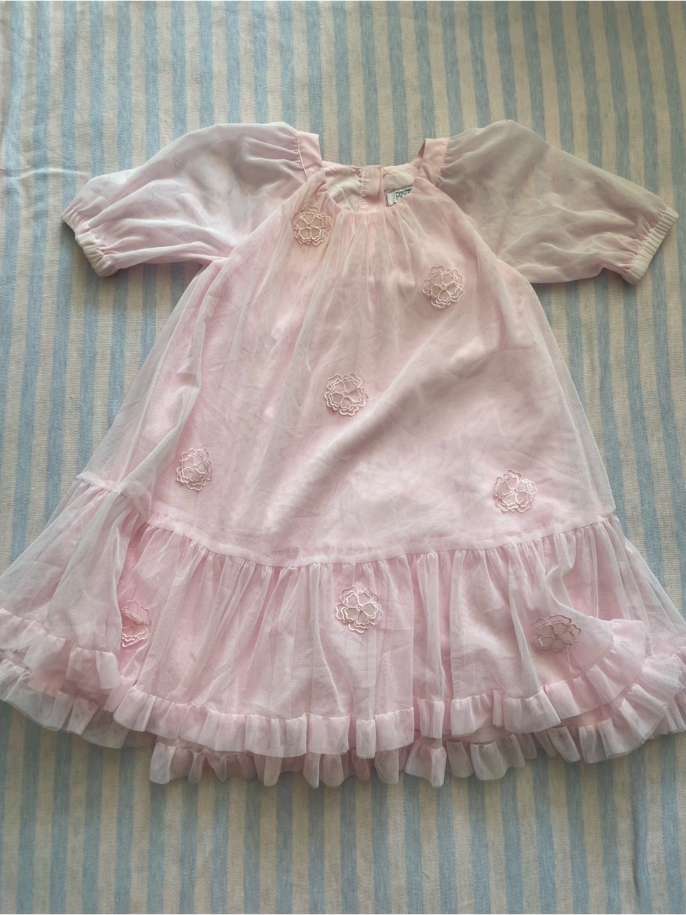 Delicate Pink Girls Miss Mona Mouse puffed sleeve baby doll dress